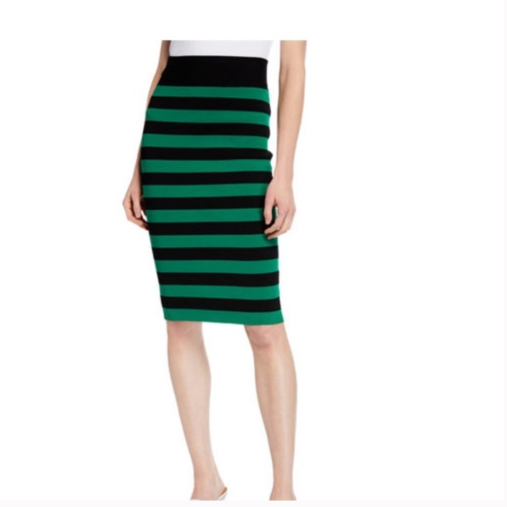 Veronica Beard Baker Skirt in Green Multi Stripe Knit Pencil Skirt
